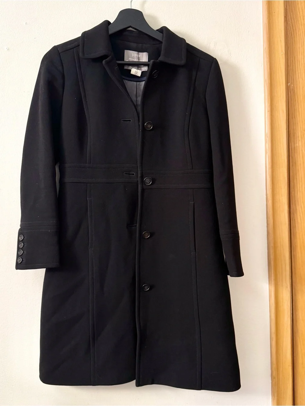 J CREW Black Wool Blend Single-Breasted Coat
